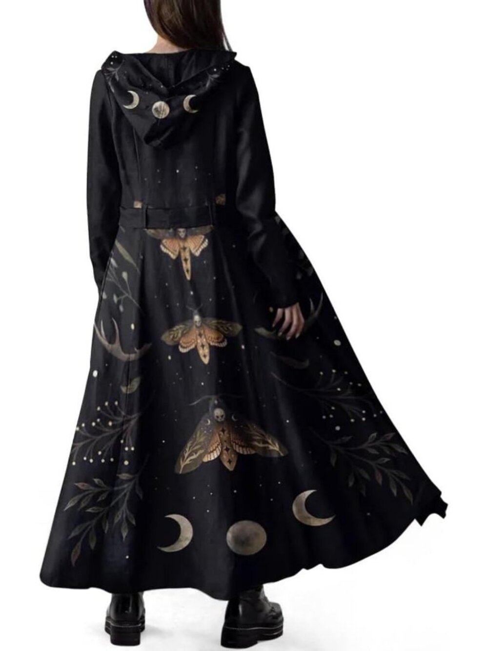 Cozy Long Fleece Trench Coat with Hood | Gothic Winter Open Front Belted Jacket